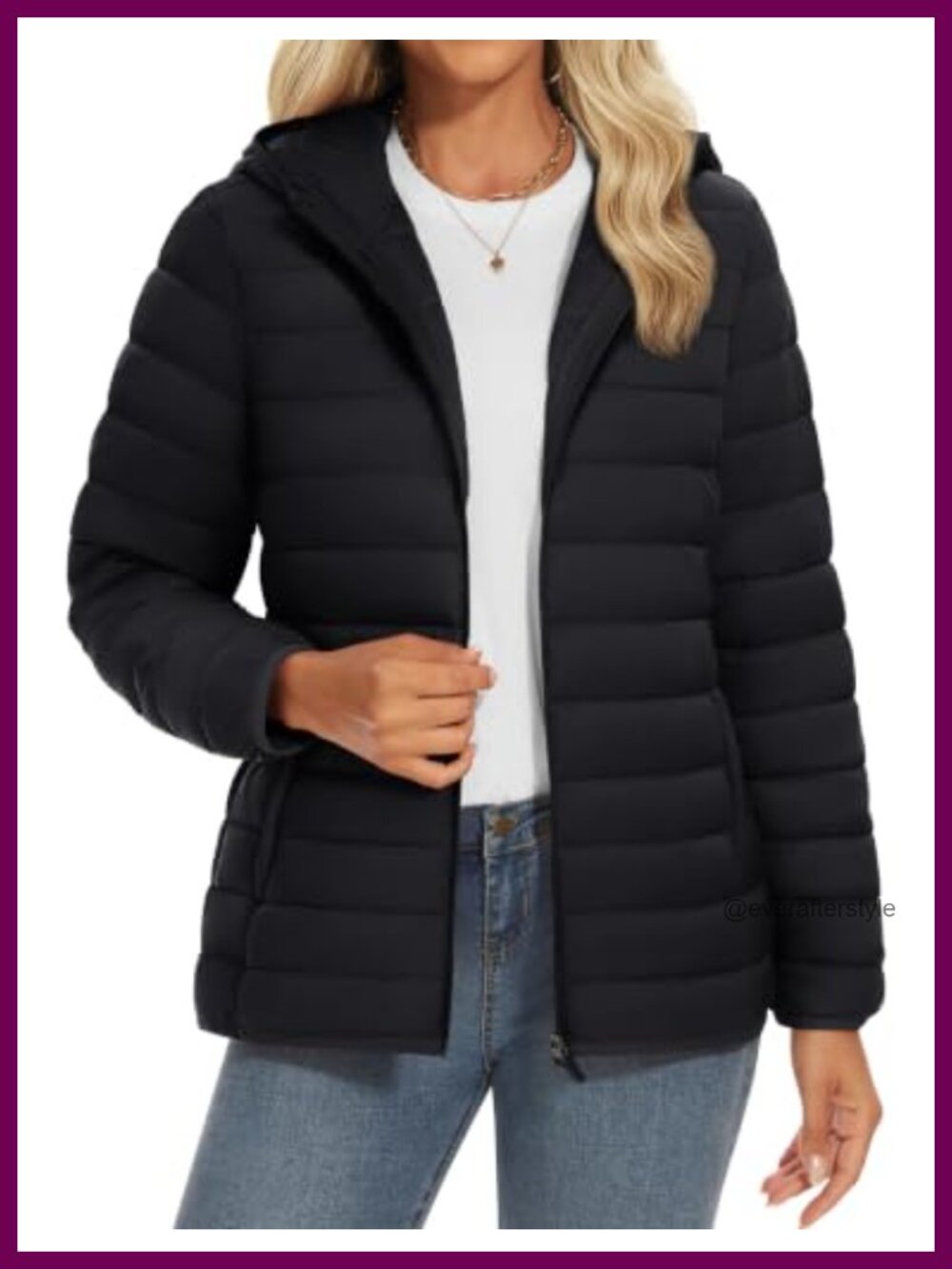 Lightweight Quilted Puffer Jacket Hooded Zip Coat Water Resistant